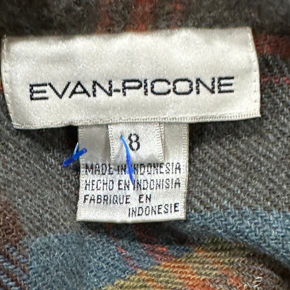 Evan Picone Shacket Size 8 Brown Blue Green Snaps Button Up Wool Blend Academia - Picture 7 of 8